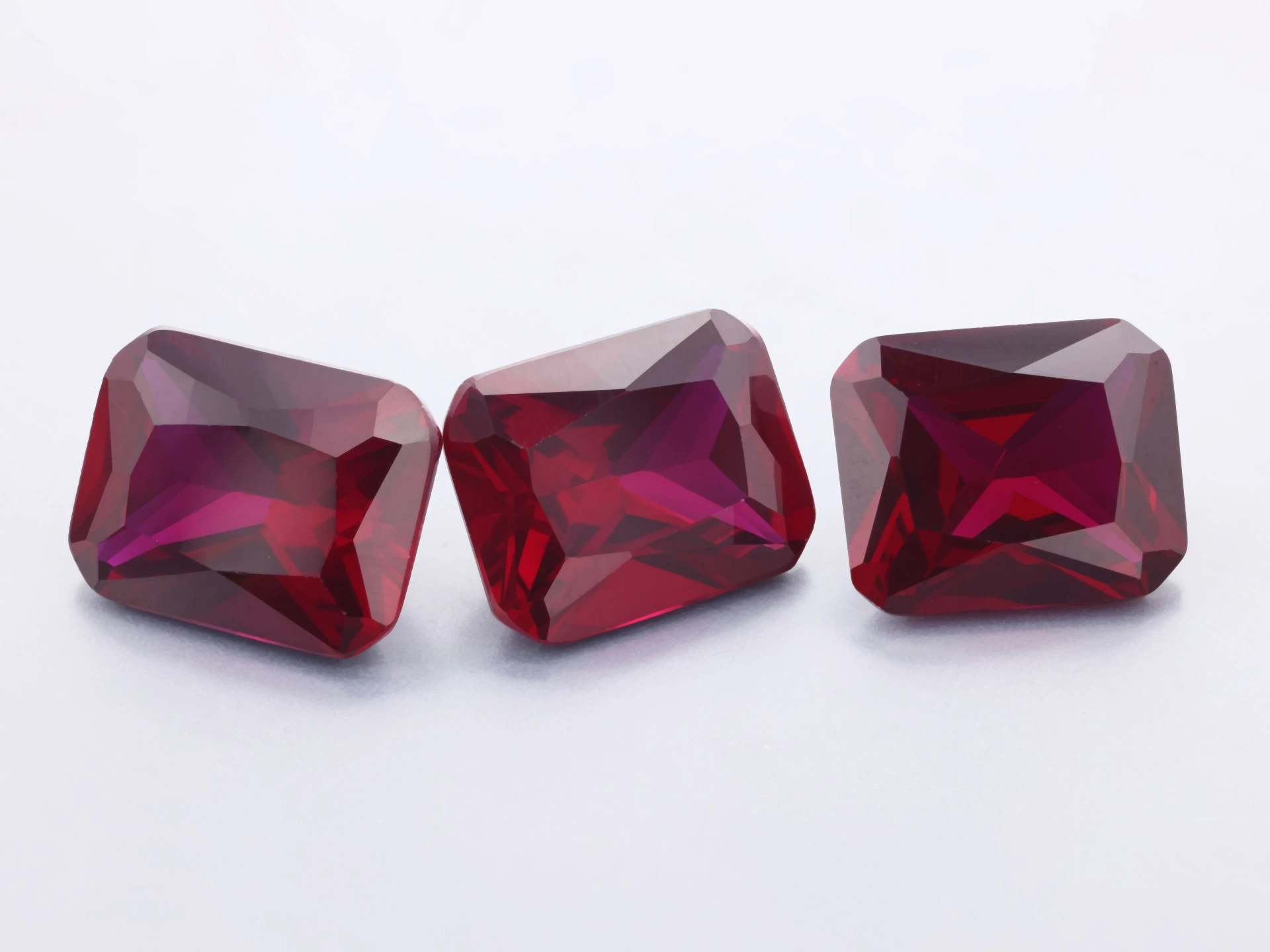[RSDER-1008] Synthetic/Lab Grown Ruby 10x8mm Radiant Cut Dark Red