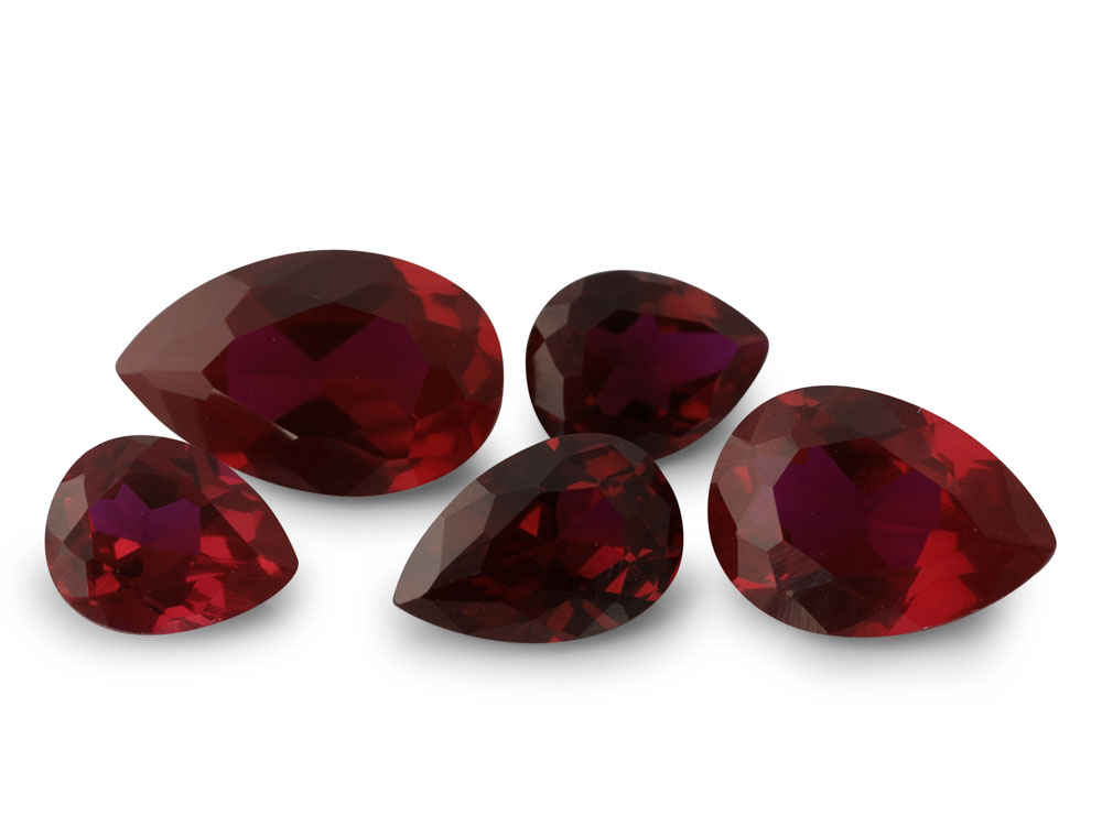 [YRPB0504D] Synthetic/Lab Grown Ruby 5x4mm Pear Shape Dark Red