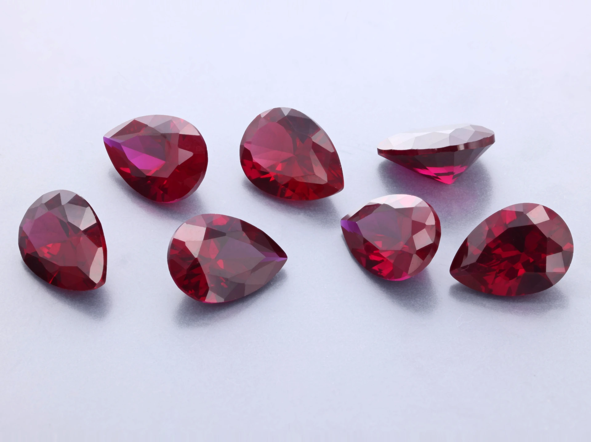 [YRPB0705D] Synthetic/Lab Grown Ruby 7x5mm Pear Shape Dark Red