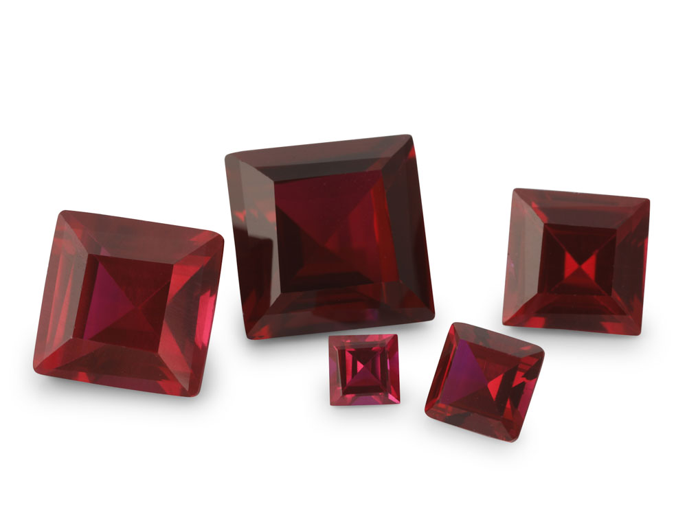 [RSDQ-07] Synthetic/Lab Grown Ruby 7.00mm Carre Cut Dark Red