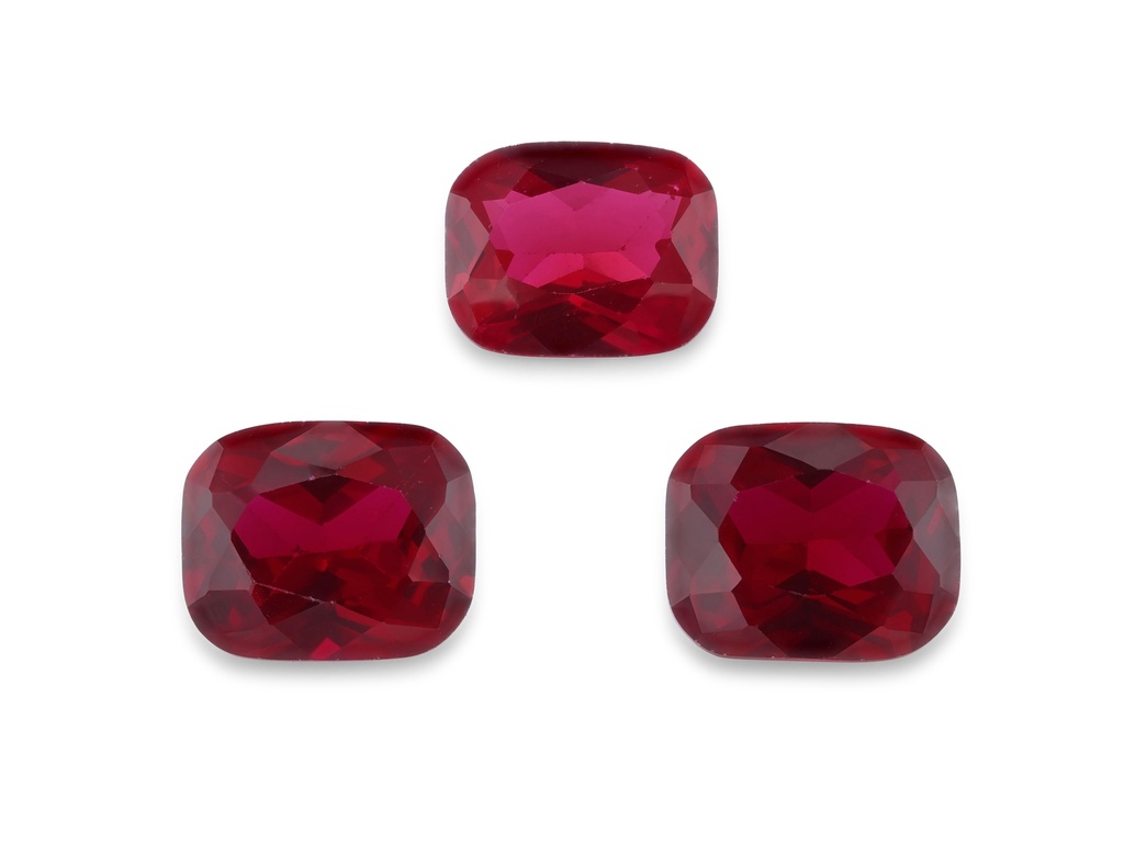 [YRAB1008B] Synthetic/Lab Grown Ruby 10x8mm Cushion Bright Red