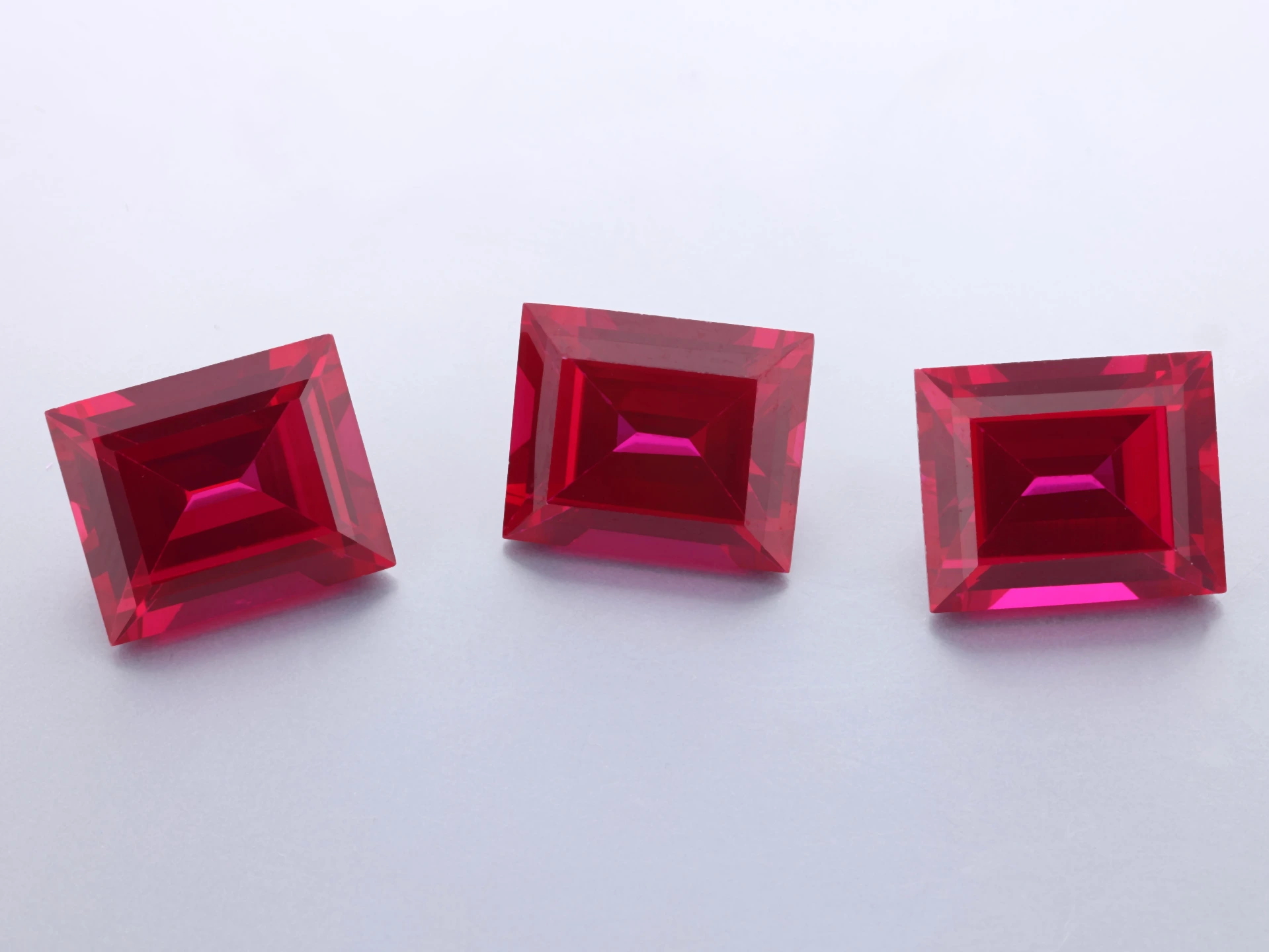 [RSLB-1210] Synthetic/Lab Grown Ruby 12x10mm Baguette Bright Red