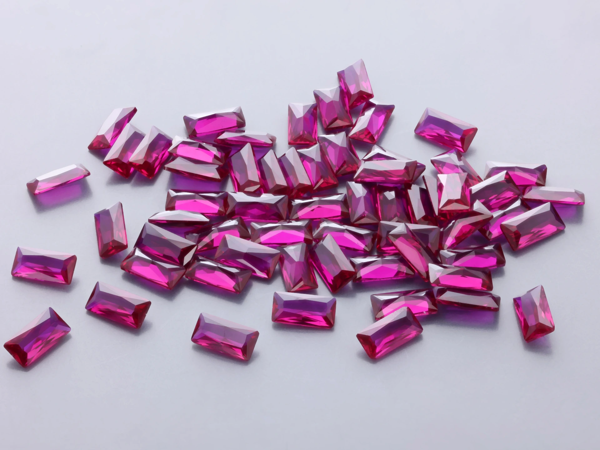 Synthetic/Lab Grown Ruby 4x2mm Baguette Radiant Cut Bright Red