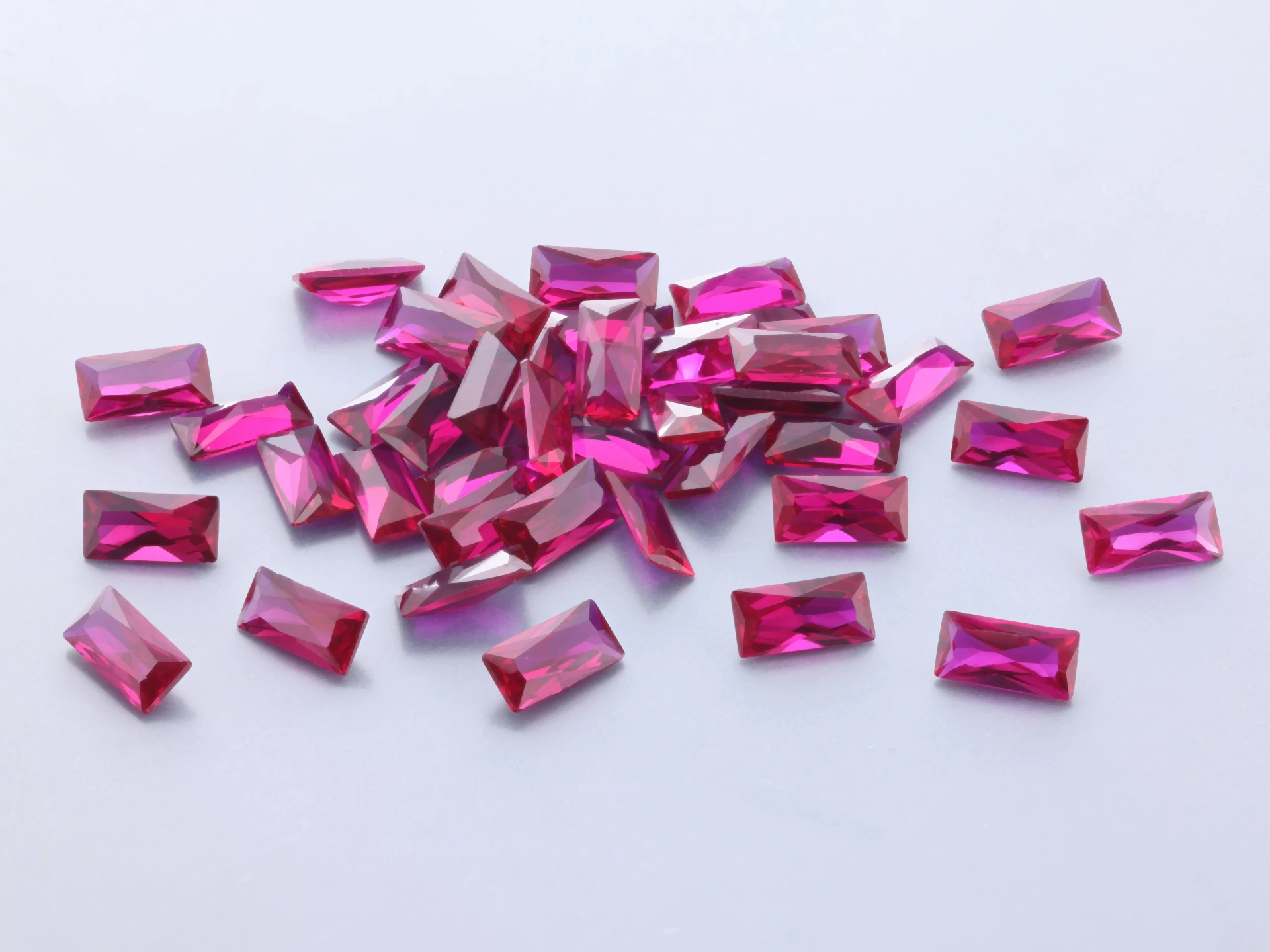 [RSLBAR-05025] Synthetic/Lab Grown Ruby 5x2.5mm Baguette Radiant Cut Bright Red