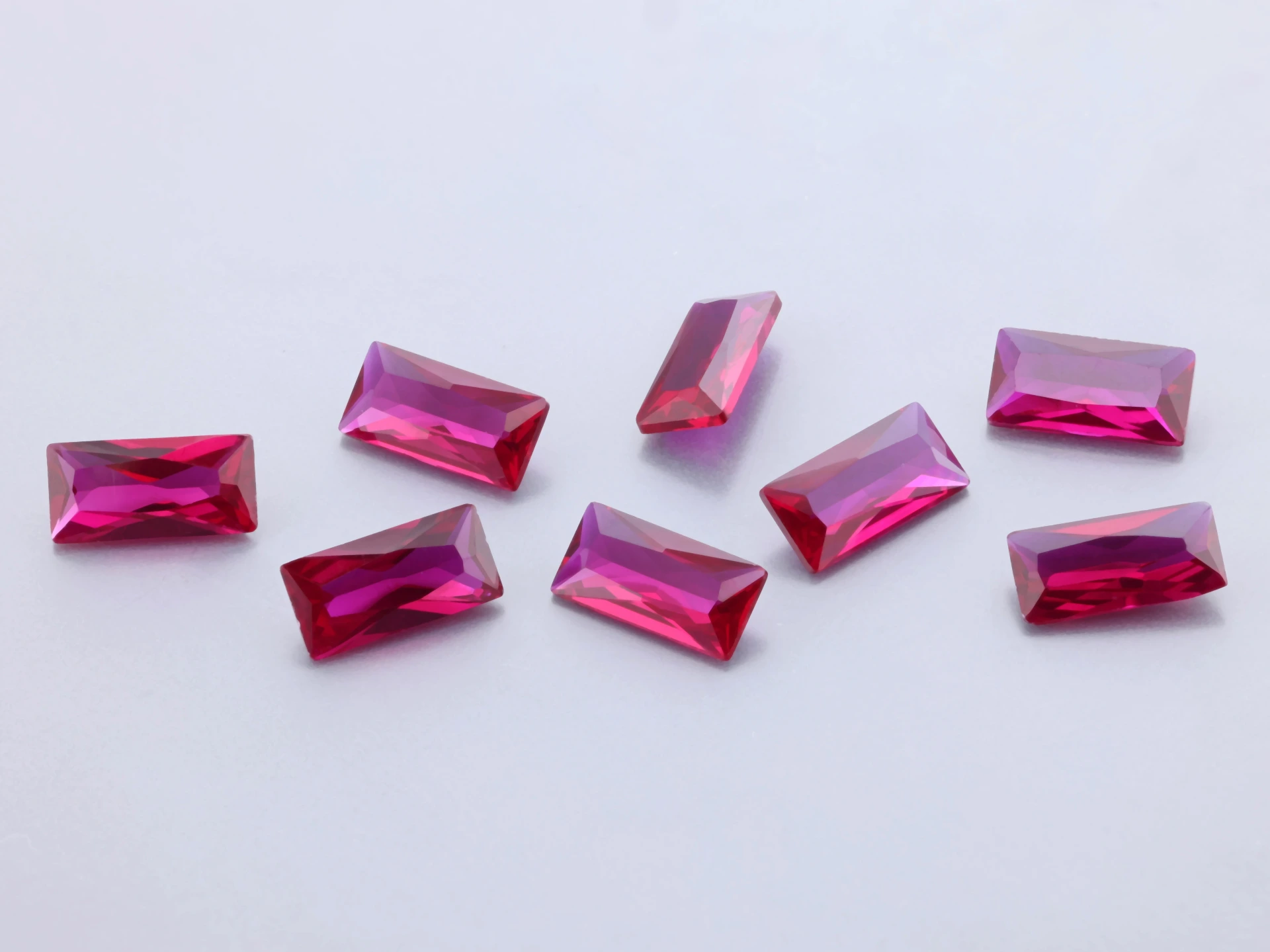 [RSLBAR-0603] Synthetic/Lab Grown Ruby 6x3mm Baguette Radiant Cut Bright Red