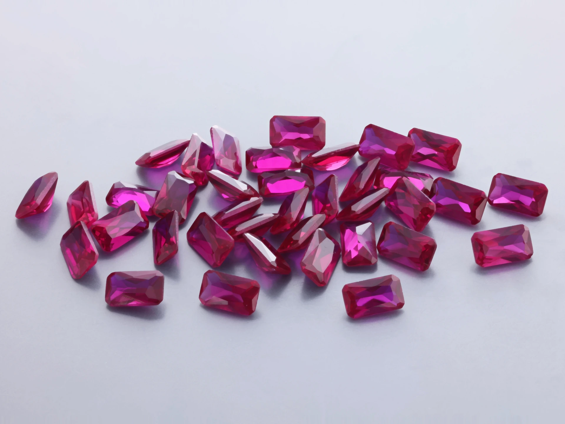 [RSLER-0503] Synthetic/Lab Grown Ruby 5x3mm Radiant Emerald Cut Bright Red