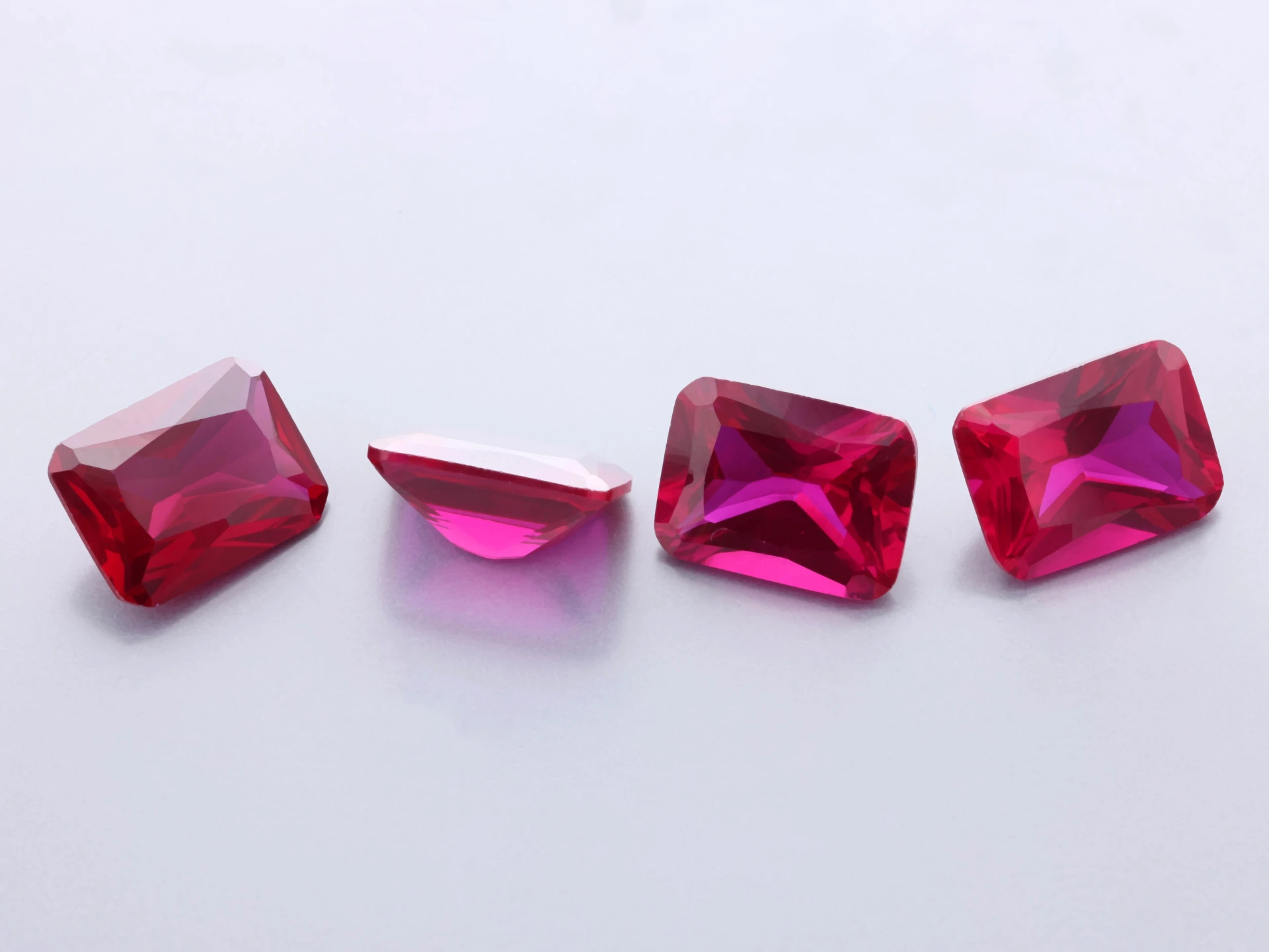 [RSLER-0806] Synthetic/Lab Grown Ruby 8x6mm Radiant Emerald Cut Bright Red