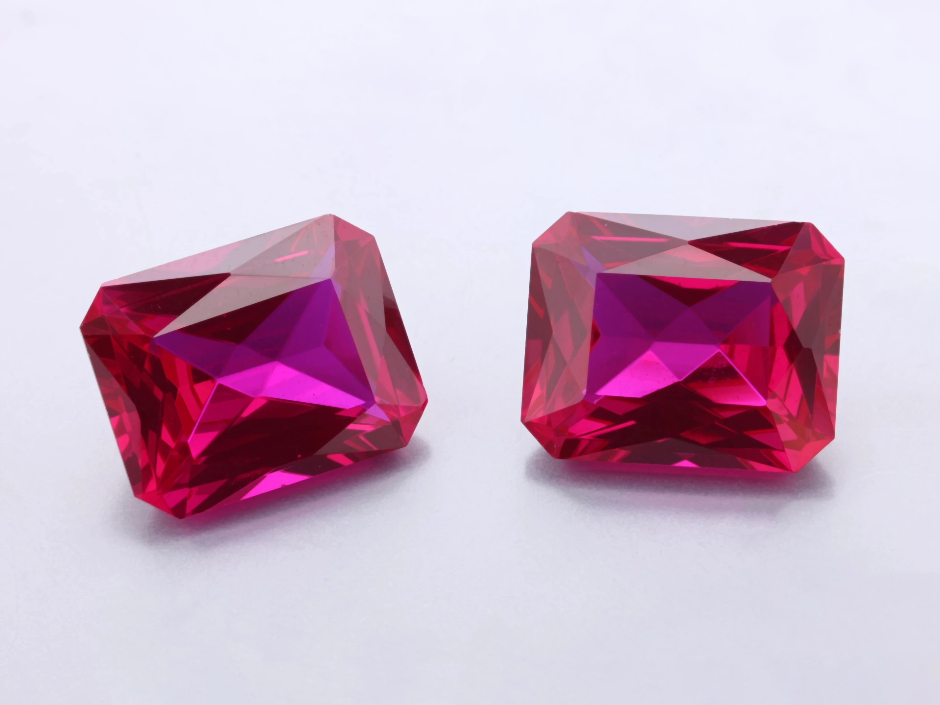[RSLER-1008] Synthetic/Lab Grown Ruby 10x8mm Radiant Emerald Cut Bright Red