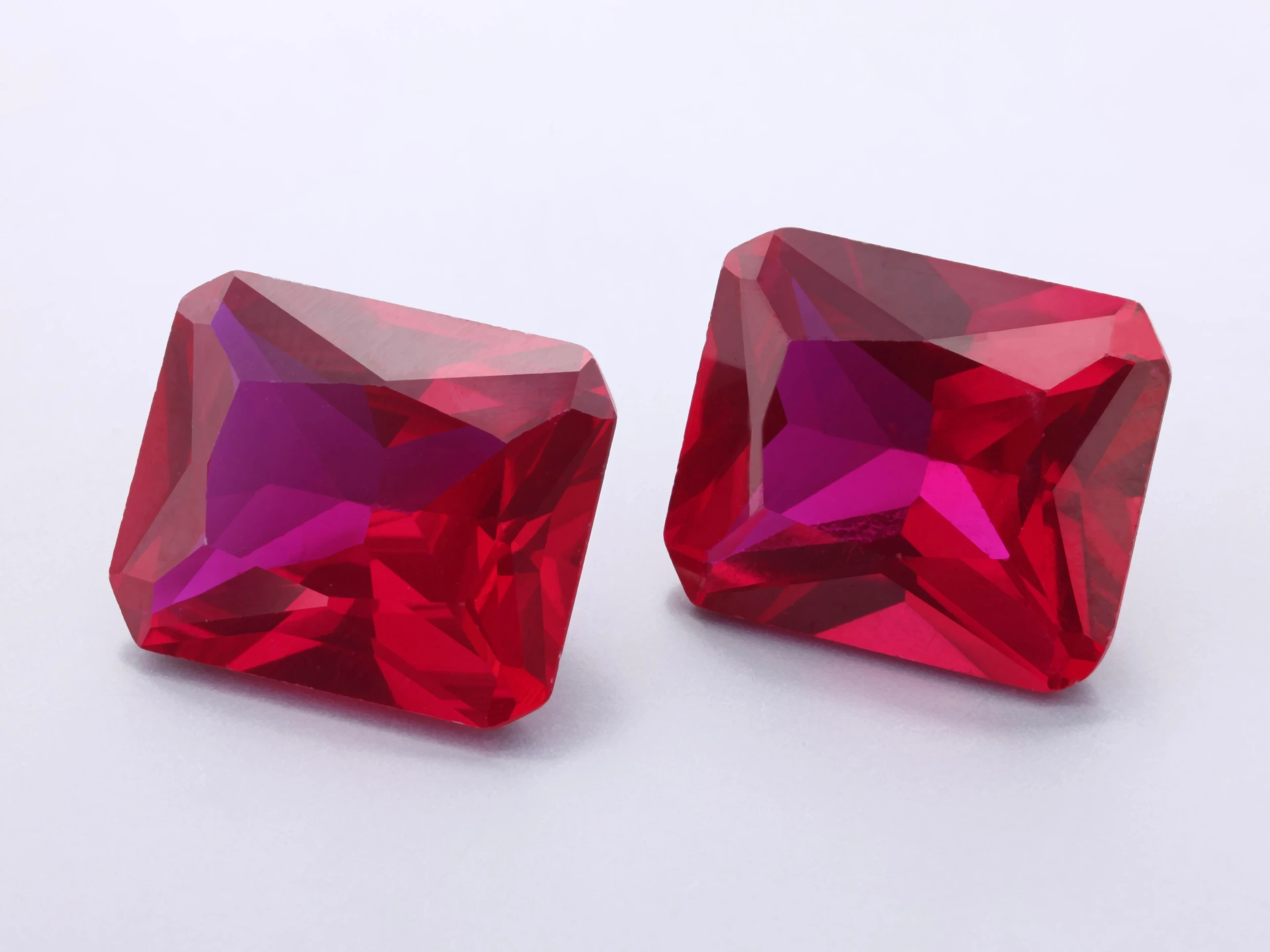 [RSLER-1210] Synthetic/Lab Grown Ruby 12x10mm Radiant Emerald Cut Bright Red
