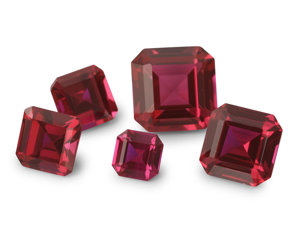 [RSLQE-07] Synthetic/Lab Grown Ruby 7.00mm Square Emerald Cut Bright Red