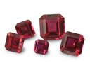 Synthetic/Lab Grown Ruby 7.00mm Square Emerald Cut Bright Red