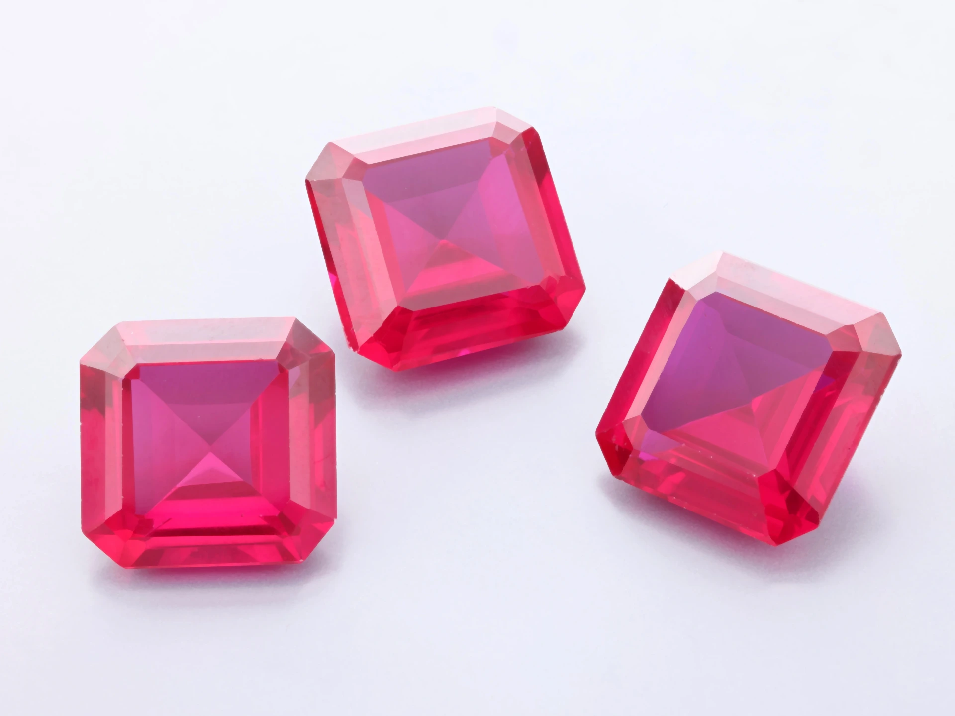 [RSLQE-12] Synthetic/Lab Grown Ruby 12mm Square Emerald Cut Bright Red