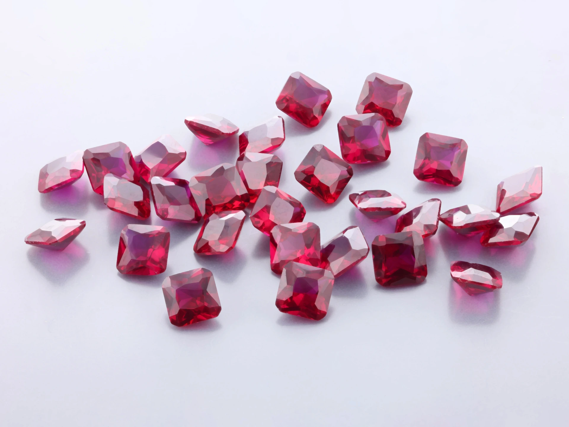 [RSLQER-05] Synthetic/Lab Grown Ruby 5.00mm Square Emerald Radiant Cut Bright Red