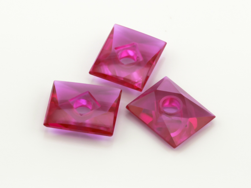 [YRBW1210B1] Synthetic/Lab Grown Ruby 12x10mm Rectangular Countersunk Center Drilled Faceted Back Bright Red