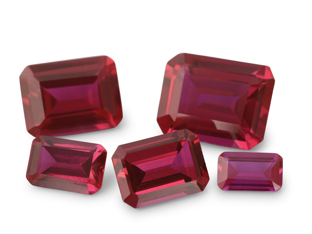 [YROS0503B] Synthetic/Lab Grown Ruby 5x3mm Emerald Cut Bright Red