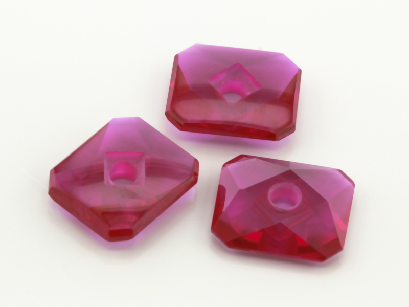 [YROW1412B1] Synthetic/Lab Grown Ruby 14x12mm Emerald Cut Countersunk Center Drilled Faceted Back Bright Red