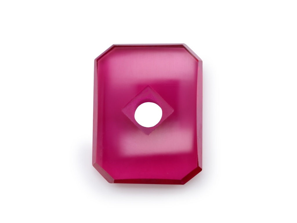 [YROW1612B1] Synthetic/Lab Grown Ruby 16x12mm Emerald Cut Countersunk Center Drilled Flat Back Bright Red