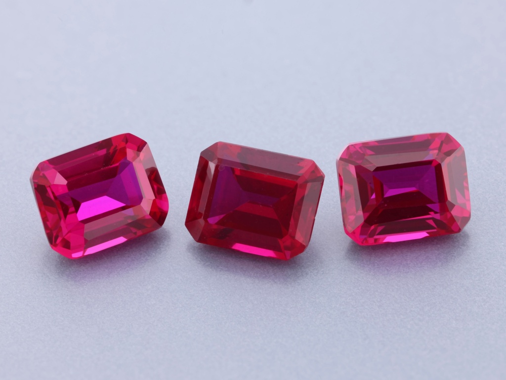 [YROS0504C] Synthetic/Lab Grown (Czochralski Method) Ruby 5x4mm Emerald Cut