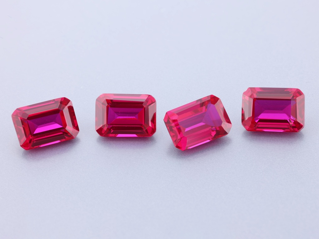 [YROS0705C] Synthetic/Lab Grown Ruby (Czochralski Method) 7x5mm Emerald Cut