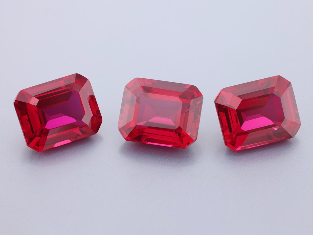 [YROS1008C] Synthetic/Lab Grown Ruby (Czochralski Method) 10x8mm Emerald Cut