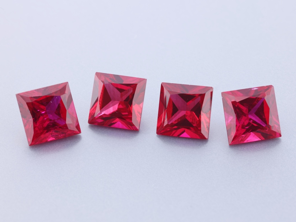 [YRQP0600C] Synthetic/Lab Grown Ruby 6.00mm Princess Cut