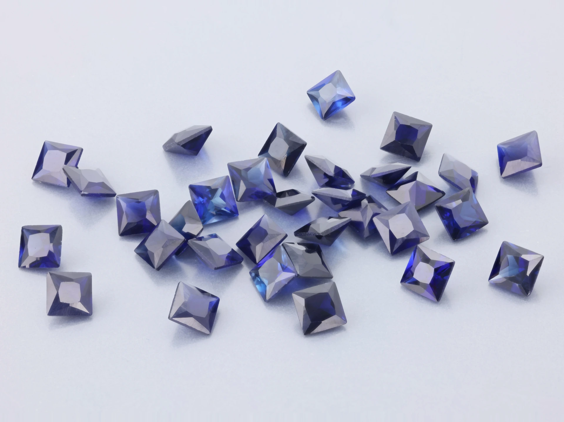 [YDQP0350] Synthetic/Lab Grown Sapphire 3.50mm Princess Cut Blue