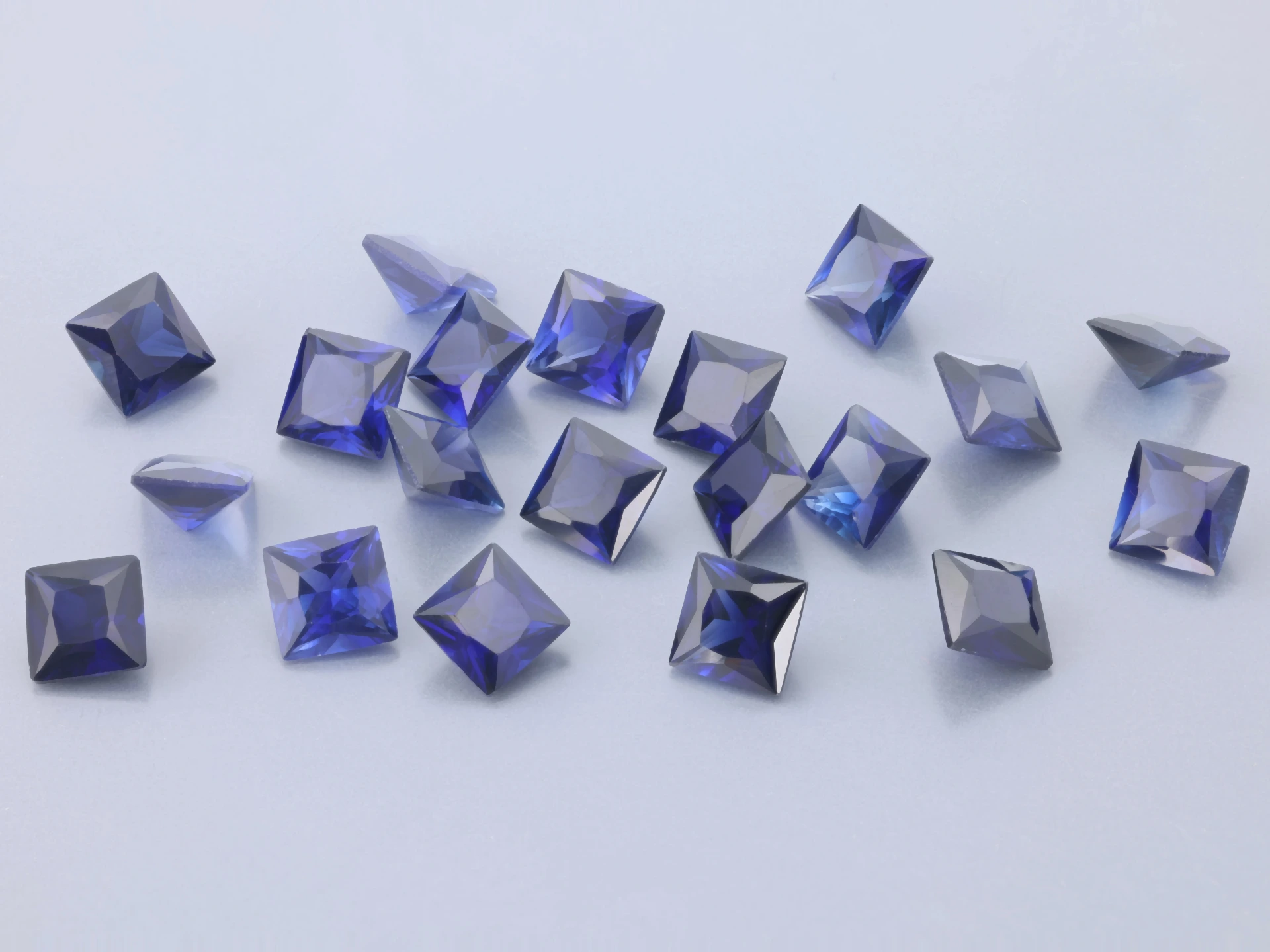 [YDQP0500] Synthetic/Lab Grown Sapphire 5.00mm Princess Cut Blue