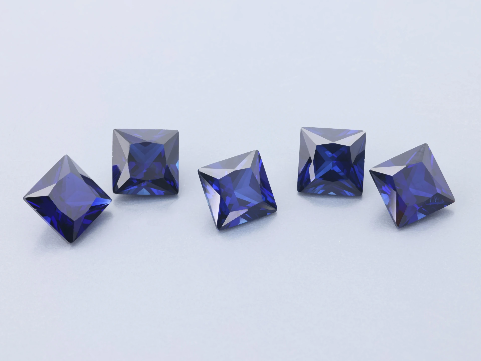 Synthetic/Lab Grown Sapphire 6.00mm Princess Cut Blue