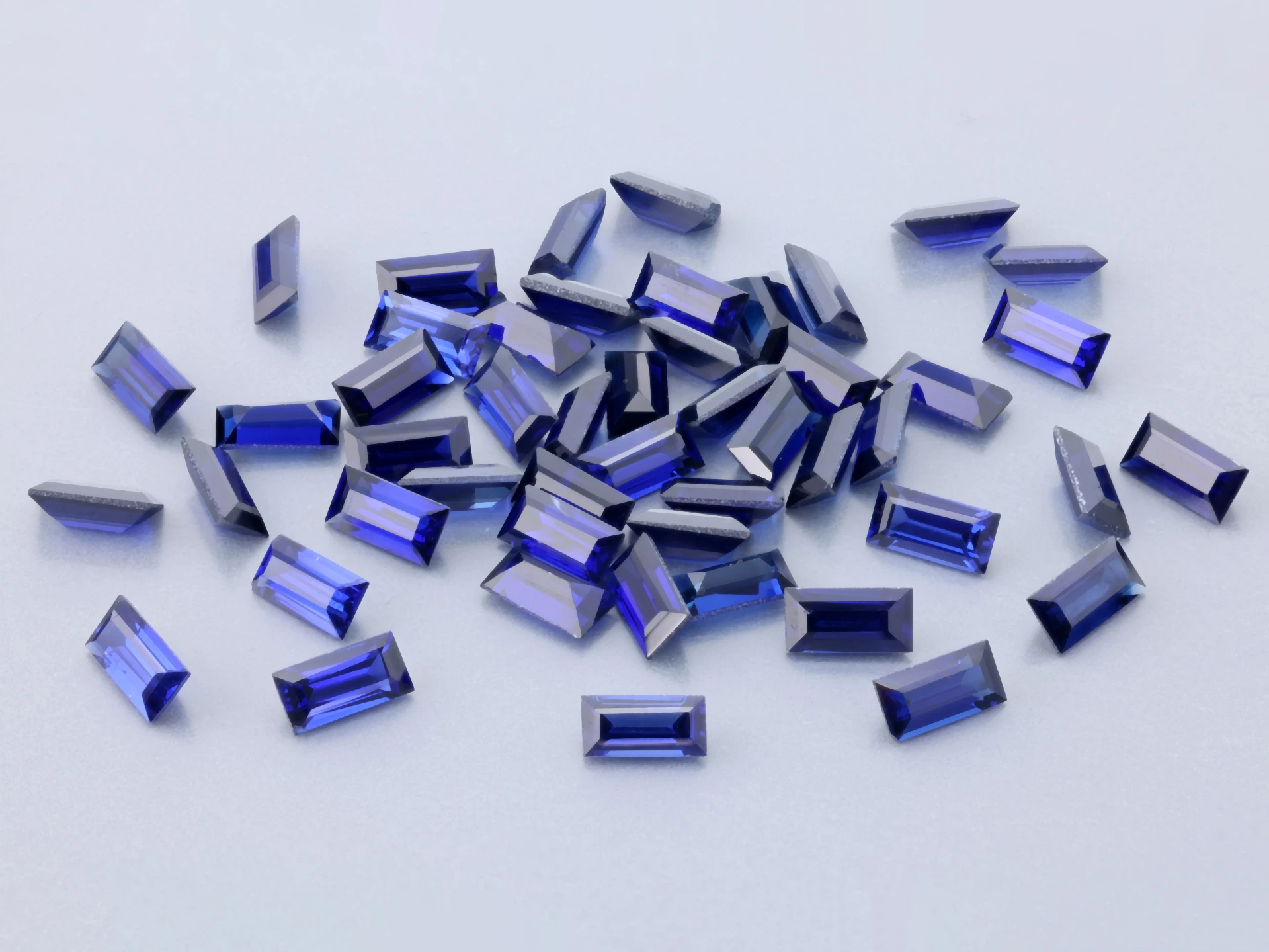 Synthetic/Lab Grown Sapphire 4x2mm Baguette Blue