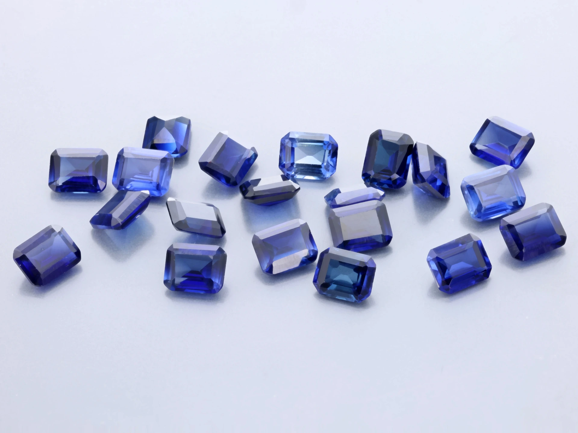 Synthetic/Lab Grown Sapphire 5x4mm Emerald Cut Blue