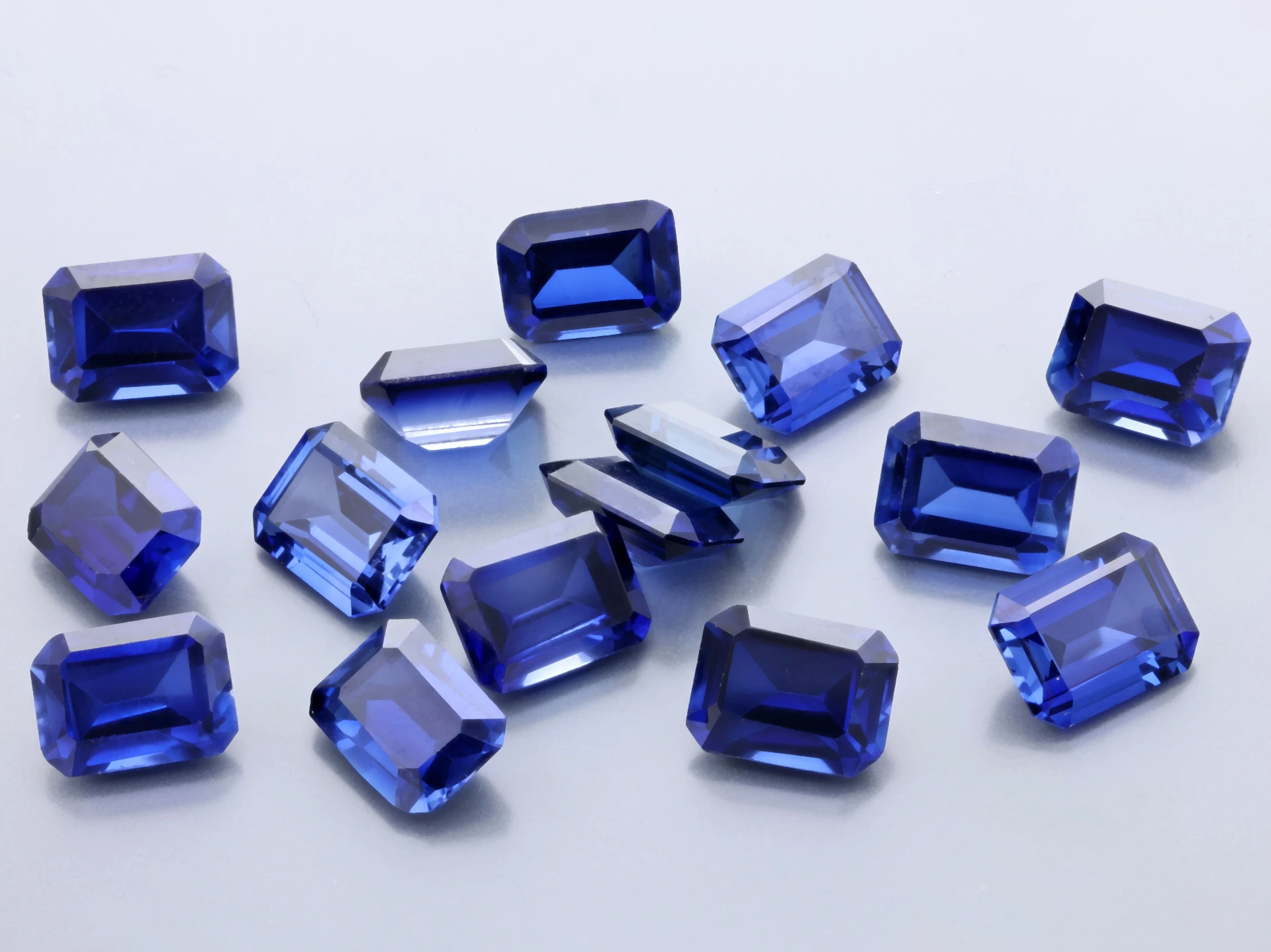 [YDOS0806] Synthetic/Lab Grown Sapphire 8x6mm Emerald Cut Blue