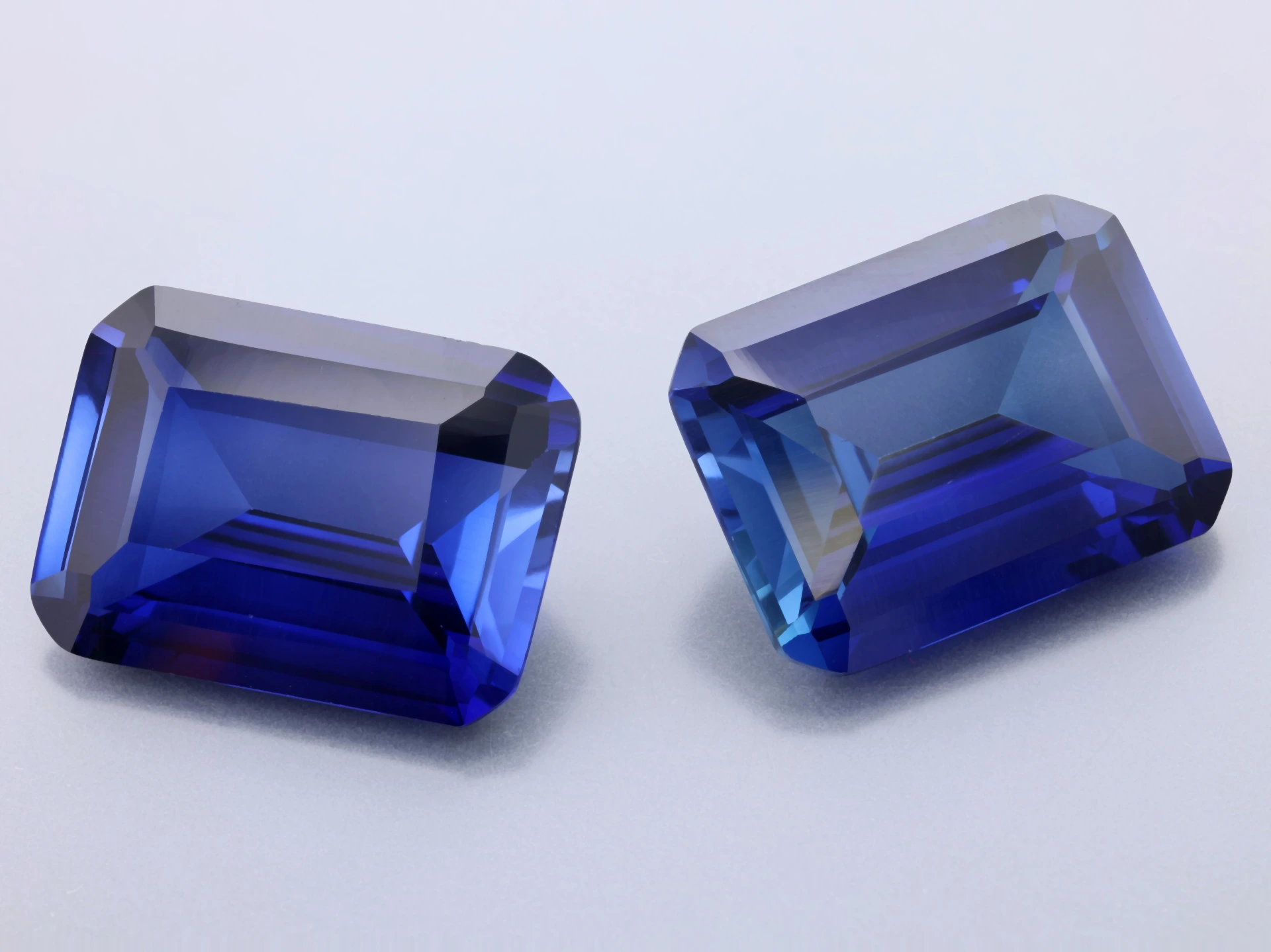 Synthetic/Lab Grown Sapphire 16x12mm Emerald Cut Blue