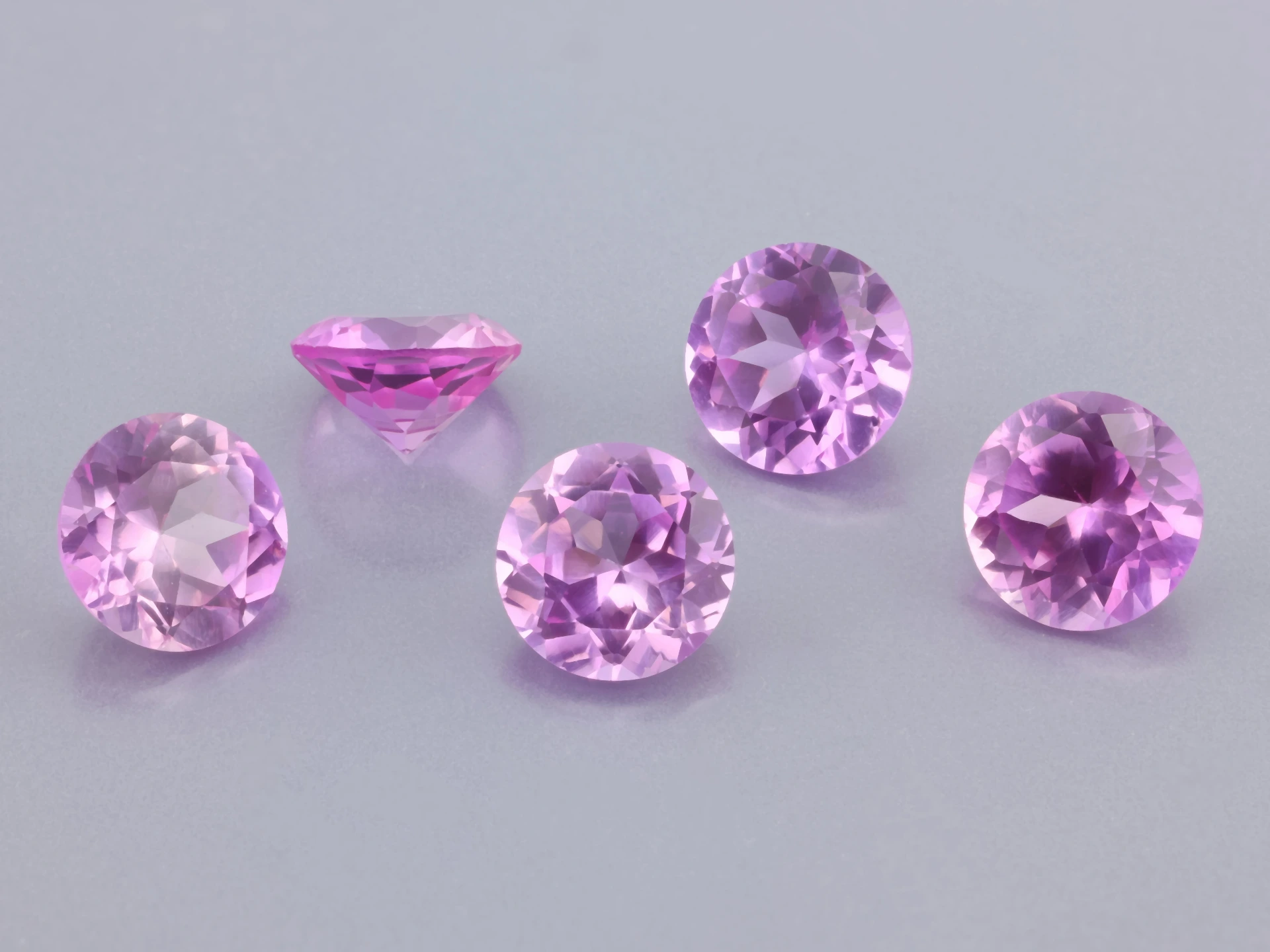Synthetic/Lab Grown Sapphire 7.00mm Round Pink