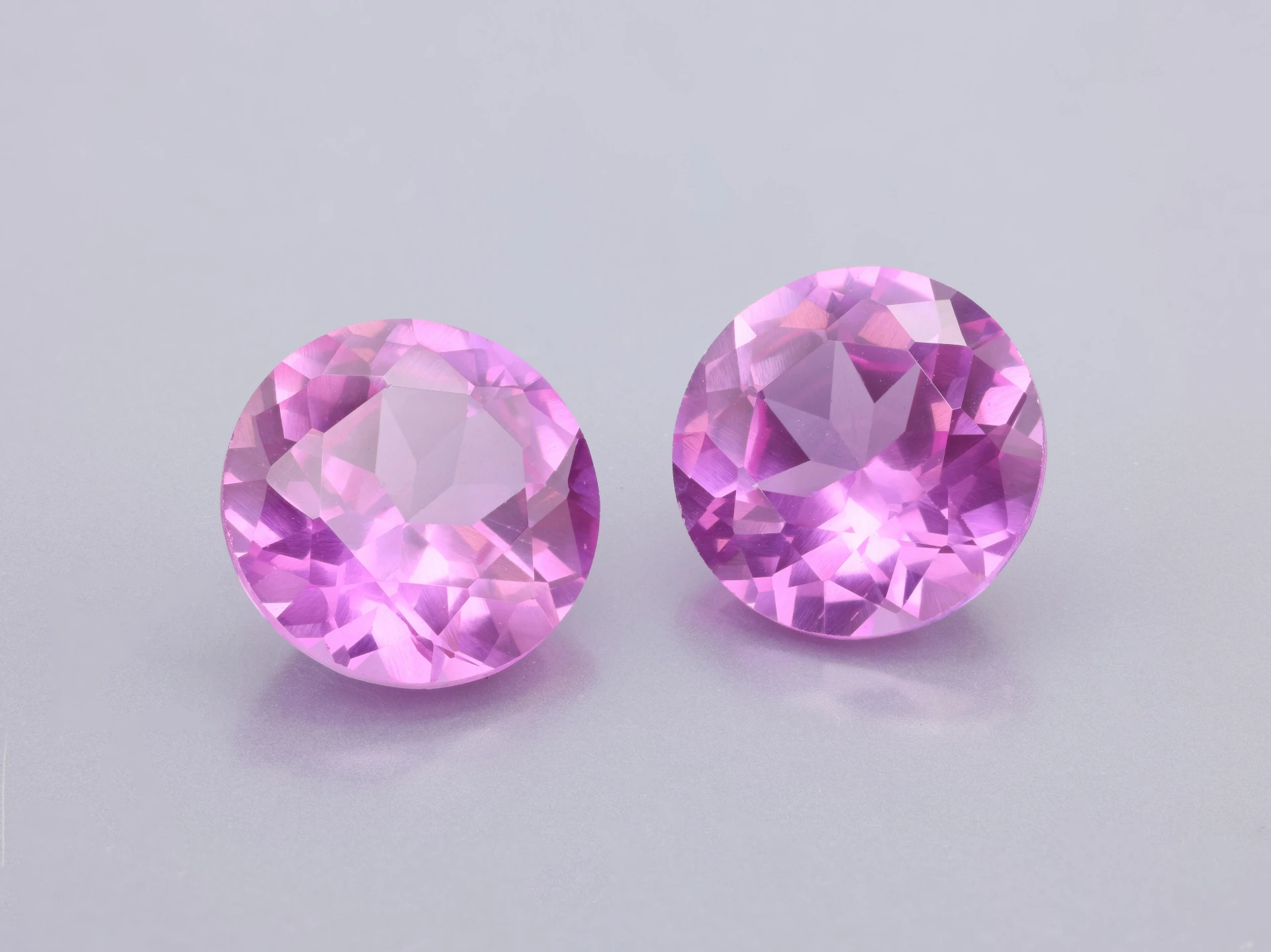 Synthetic/Lab Grown Sapphire 12mm Round Pink