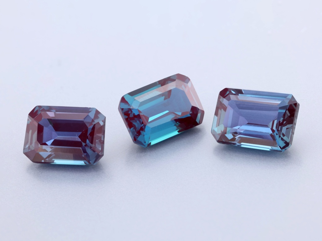 [AXCE-0705] Synthetic Alexandrite Chrysoberyl 7x5mm Emerald Cut