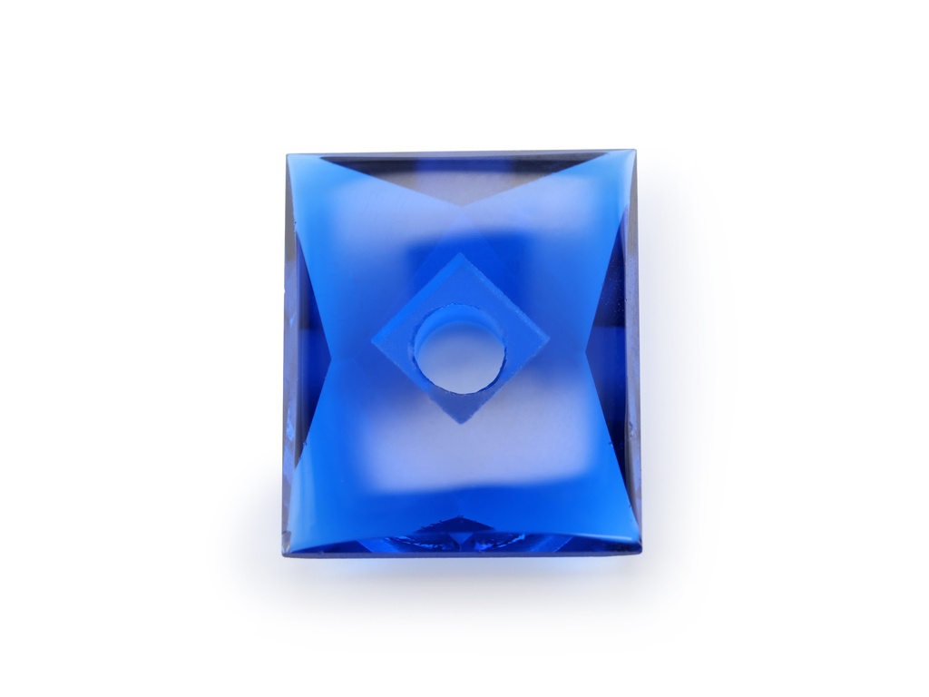 Synthetic/Lab Grown Spinel 14x12mm Baguette Countersunk Center Drilled Faceted Back Cobalt Blue