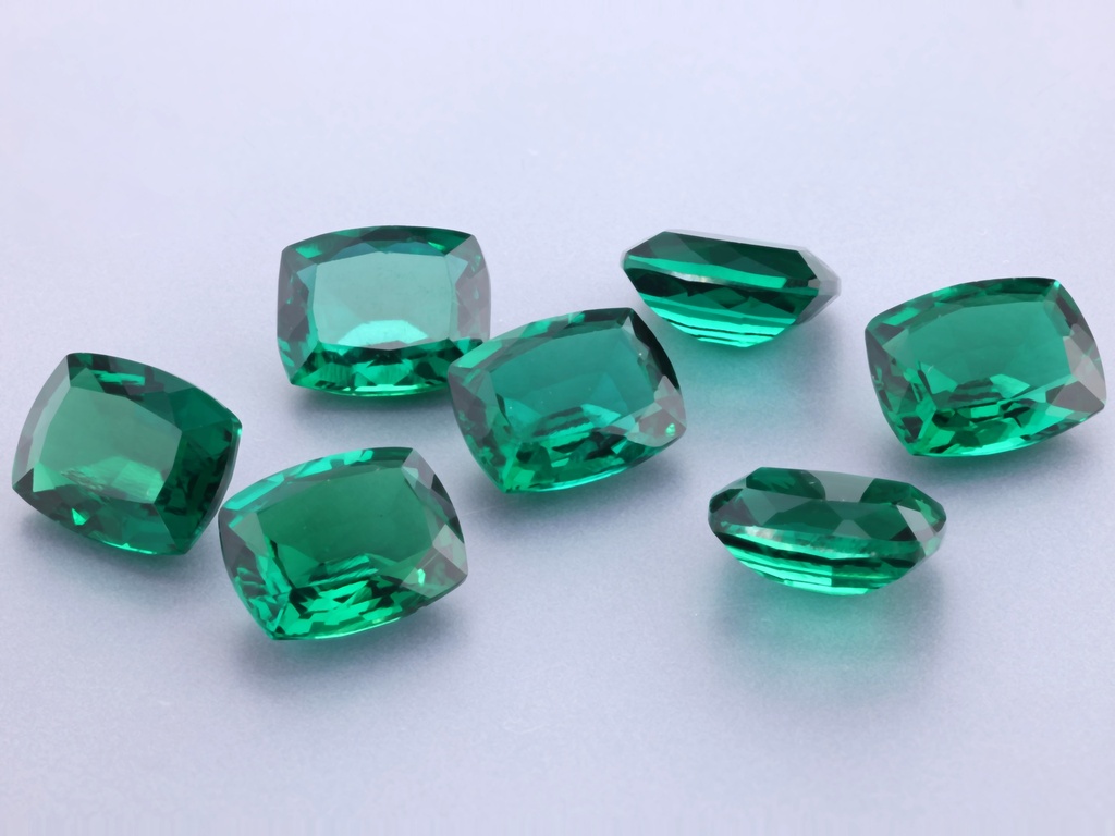 [BHAB0907] Hydrothermal/Lab Grown Emerald 9x7mm Cushion