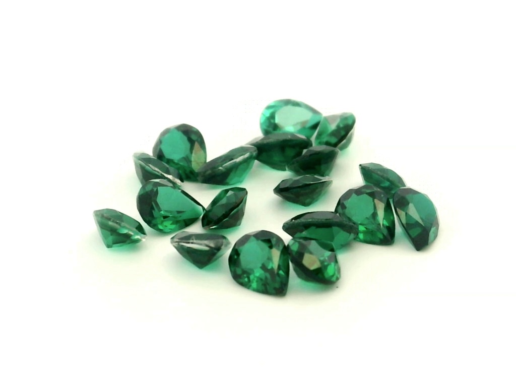 Synthetic Composite 5x4mm Pear Shape Green Shallow