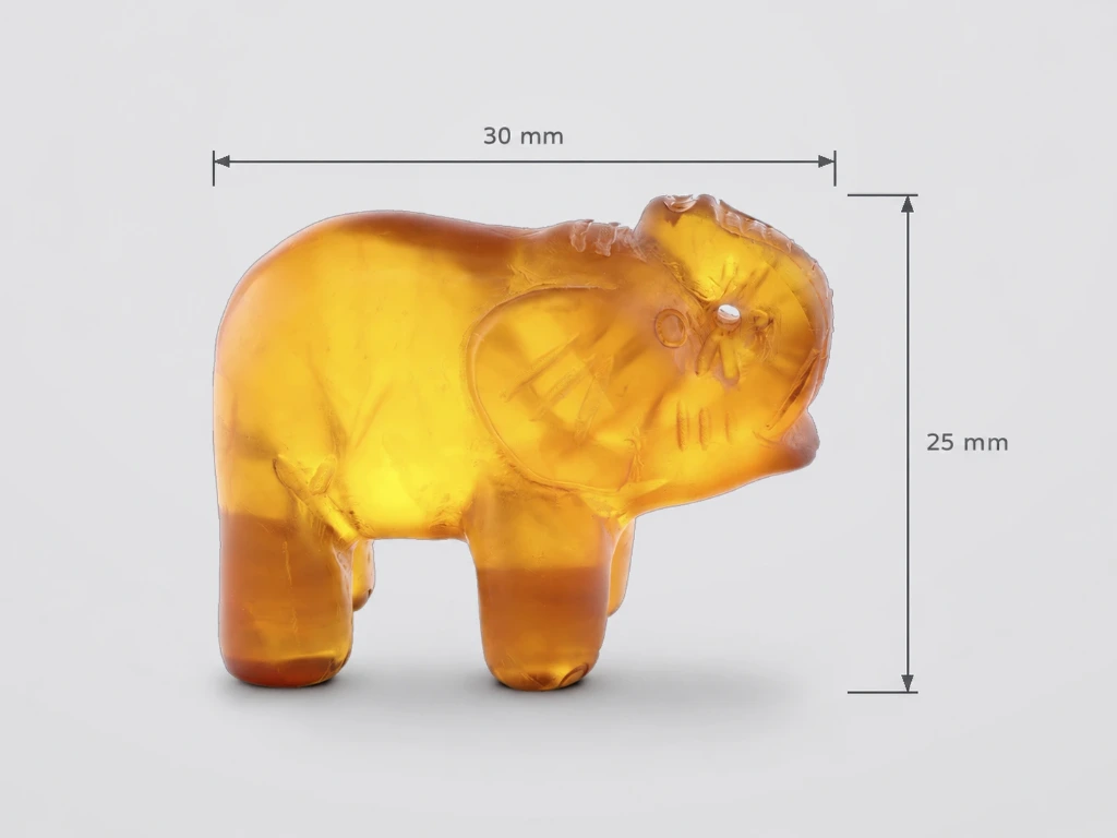 [AMBX3183A] Amber 30x25mm Elephant Carving