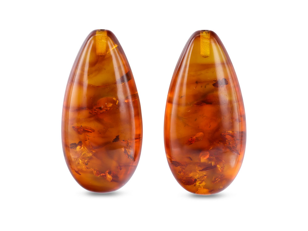 [AMBFD-20A] Pressed Amber 20x10x6mm Flat Drop Pair