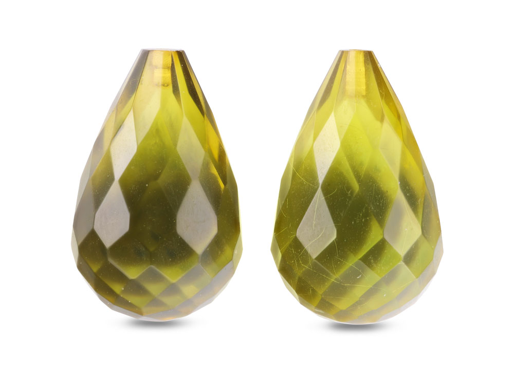 [AMBX3189] Green Amber 21x13mm Briolette Pair