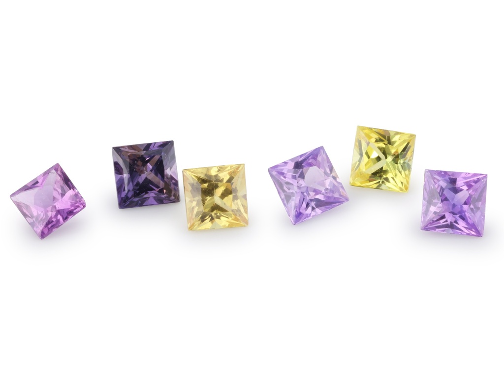 Beryllium Treated Sapphire Fancy Colours 3.25mm Princess Cut