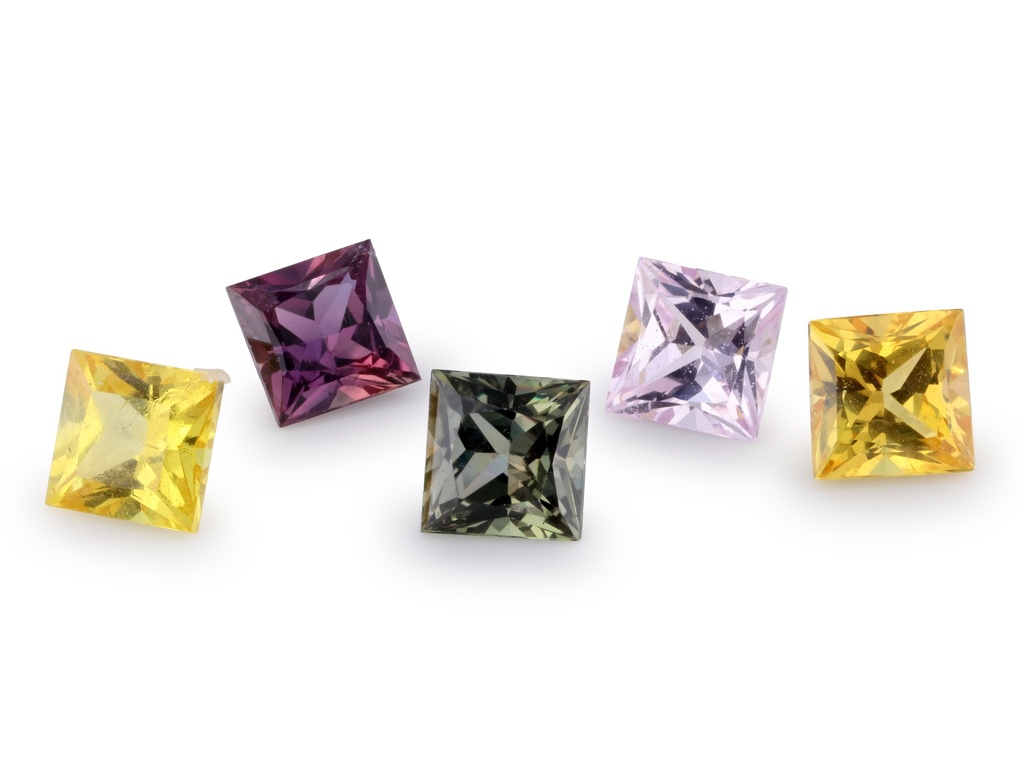 Beryllium Treated Sapphire Fancy Colours 3.75mm Princess Cut