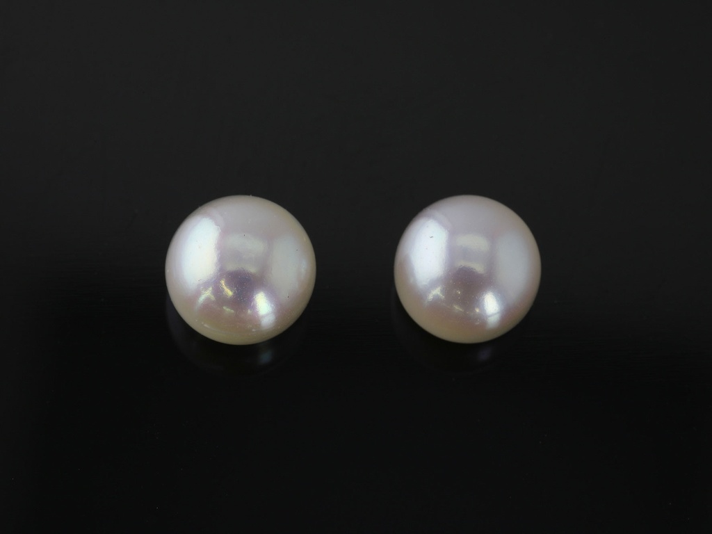 [JFB-06065] Freshwater Pearl  6.00-6.50mm Round Button White  Half Drilled 