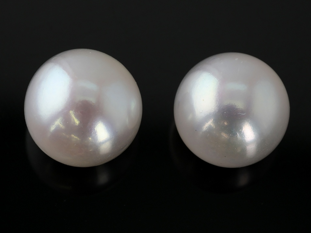 [JFB-08085] Freshwater Pearl  8.00-8.50mm Round Button White  Half Drilled 