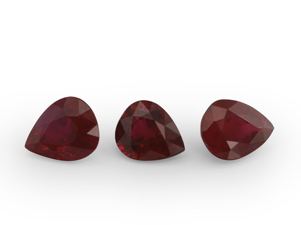 [RRPB0504P1] Ruby 5x4mm+/- Pear Shape Dark Red