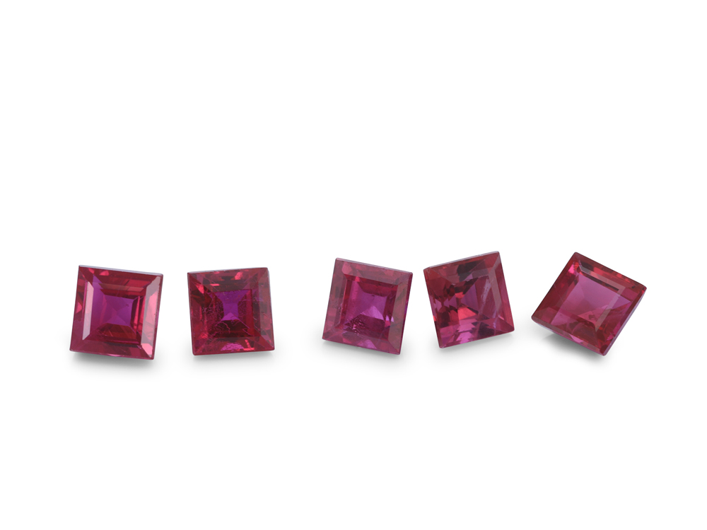 [RKQS0275B] Ruby 2.75mm Carre Cut Pink Red