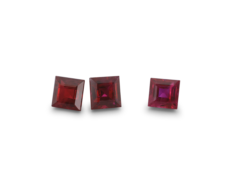 [RRQS0300A] Ruby 3.00mm Carre Cut Red