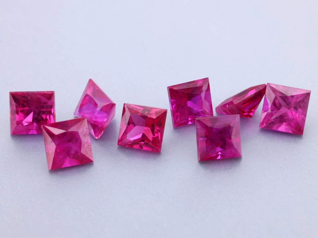 [RKQP0375B] Ruby 3.75mm Princess Cut Pink Red