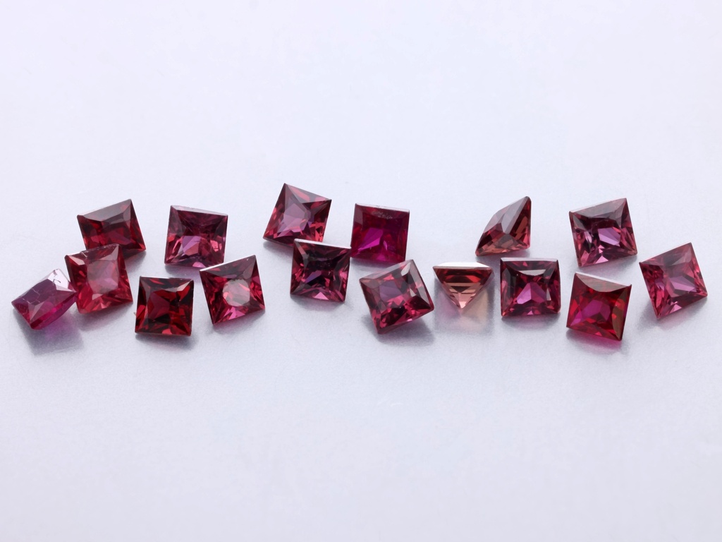 [RRQP0225P1] Ruby 2.25mm Princess Cut Dark Red